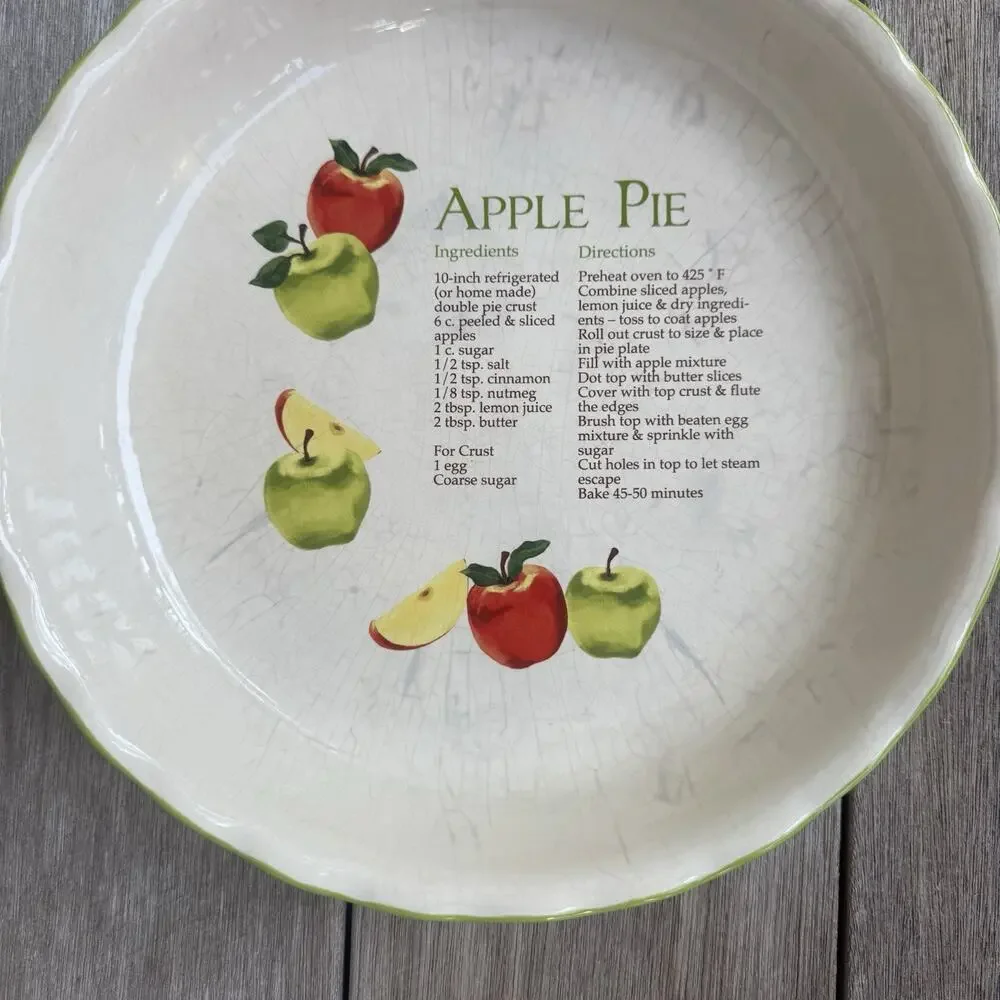Apple Pie Includes 10 Scalloped Edge Plate Pie Dish Baking Dish Cottagecore